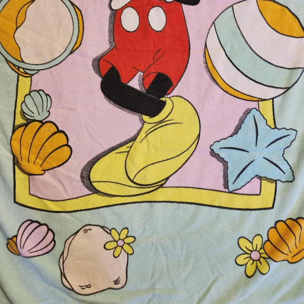 Vintage Disney Mickey Mouse Beach Towel Summer Pool Shells Cotton